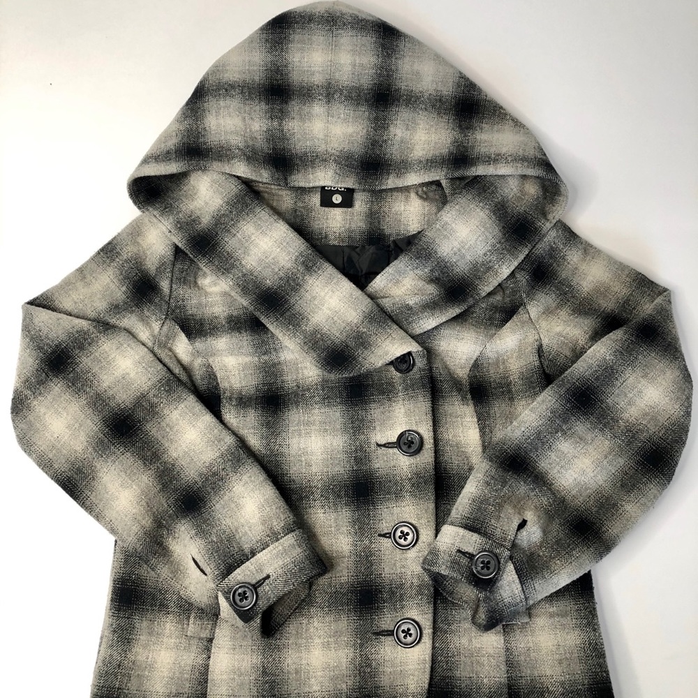 BDG Urban Outfitters UO Quilted Pea Coat Hooded